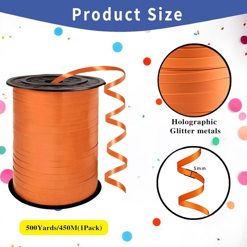 WFAUIBR 500 Yard Premium Orange Curling Ribbon Balloon String,3/16" for Gift Wrapping, Balloon Ribbon,Party Birthday Wedding Decoration,Art Crafts,Florist Flowe - Image 2